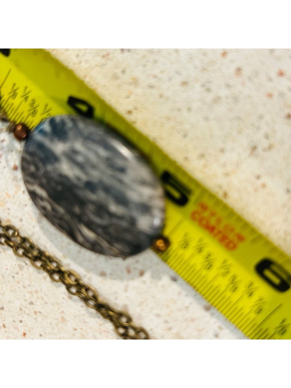 Modernist Bronze Color Jasper Agate Pendant Necklace Chain Oval Bohemian Gothic - Picture 10 of 10
